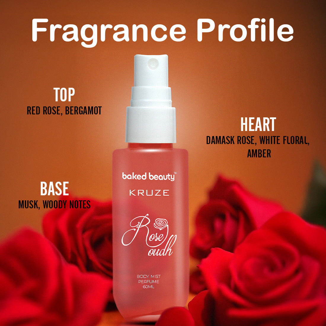 Kruze Rose Oudh Body Mist - 60ml