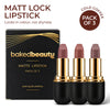 Cold Coffee Matte Lock Matte Bullet Lipstick – 2x Colour Pigment, One-Stroke Blurring Matte, Water Resistant & Long-Lasting | Enriched with Vitamin E, Avocado Oil & Shea Butter | 12g, Pack of 3