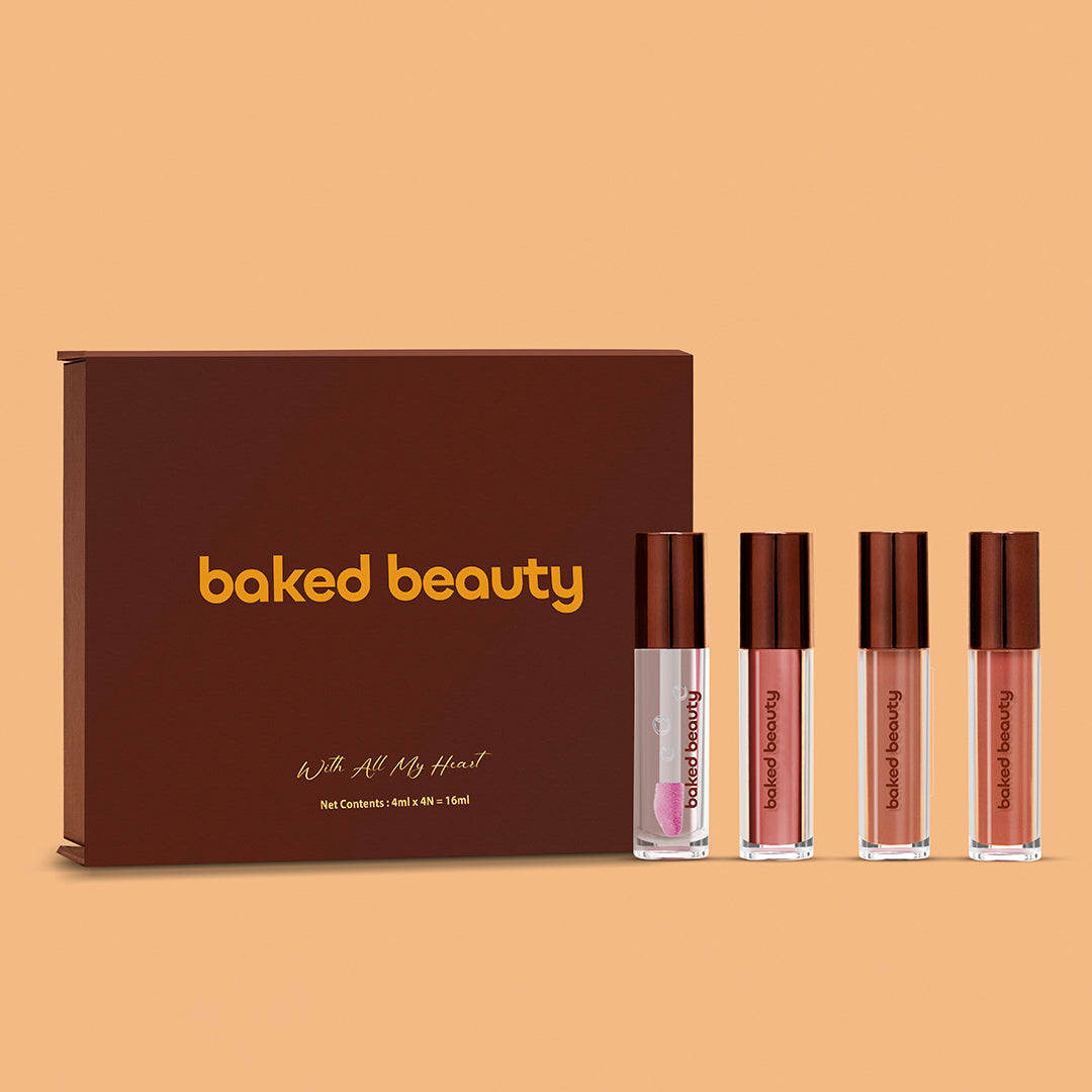 Baked Beauty With All My Heart Liquid Lipstick Gift Set For Women (4mlx4)