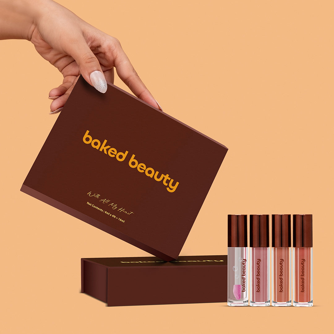 Baked Beauty With All My Heart Liquid Lipstick Gift Set For Women (4mlx4)