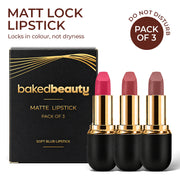 Do Not Disturb Matte Lock Matte Bullet Lipstick – 2x Colour Pigment, One-Stroke Blurring Matte, Water Resistant & Long-Lasting | Enriched with Vitamin E, Avocado Oil & Shea Butter | 12g, Pack of 3
