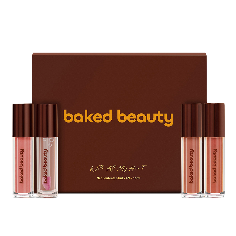Baked Beauty With All My Heart Liquid Lipstick Gift Set For Women (4mlx4)